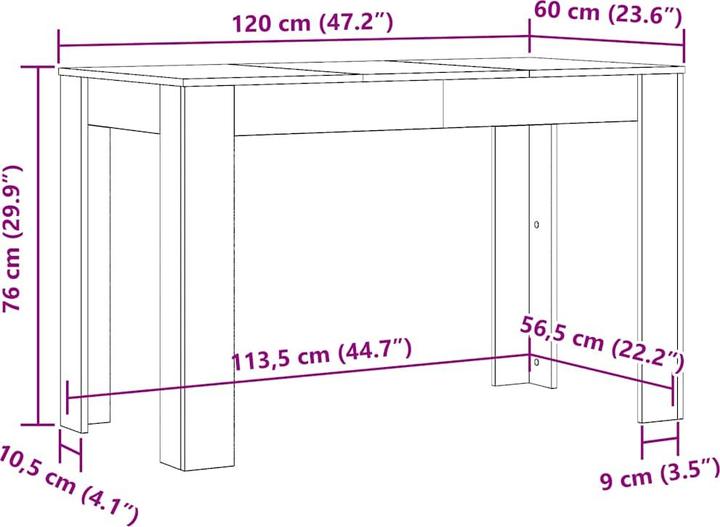 Actual product image VidaXL Ellis (120 x 60 x 76 cm)