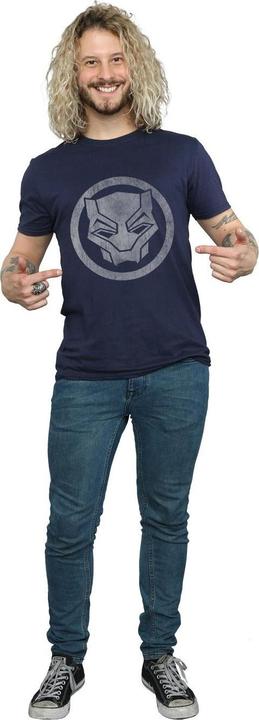 Actual product image Black Mens Distressed Logo Cotton T-Shirt (XXL)