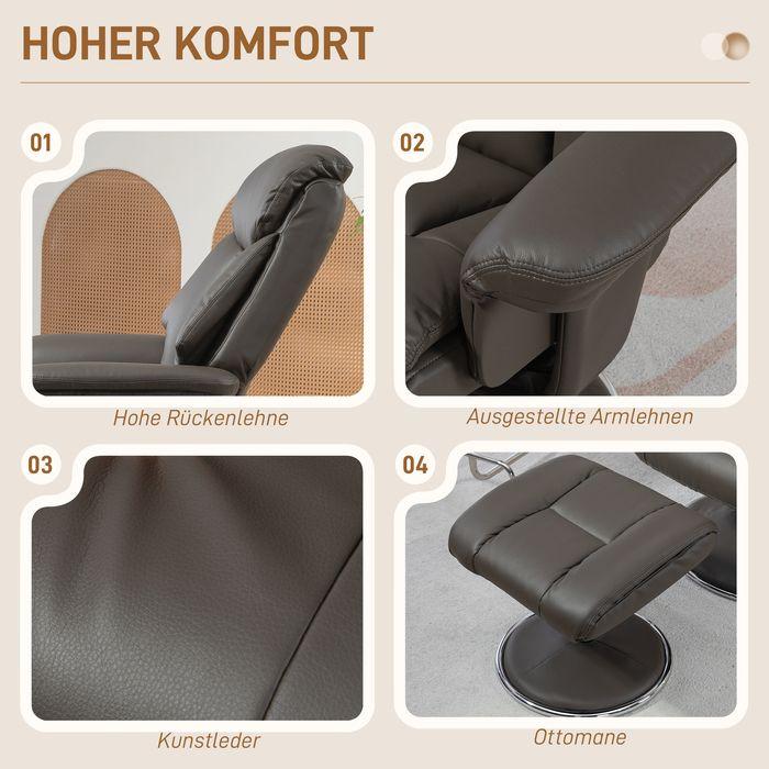 Immagine prodotto Swisshandel24 Poltrona relax con sgabello, funzione reclinabile, funzione dondolo, similpelle, grigio
