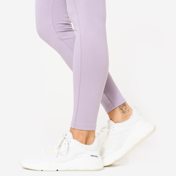 Image du produit Domyos Legging de fitness taille haute femme, violet fumé (W35)