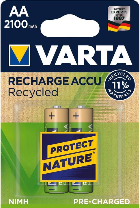 Varta Akku AA Recycled AA 2100mAh 2er-Pack (2 Stk., AA, 2100 mAh)