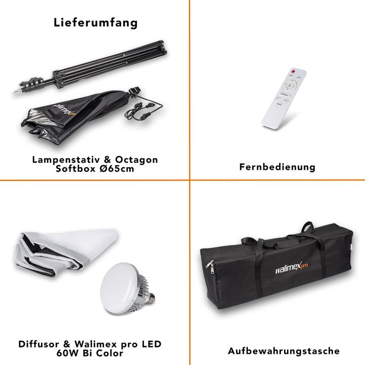 Produktbild Walimex pro LED 60W Octagon Ø65cm Bi Color Kit 1 (65 cm)