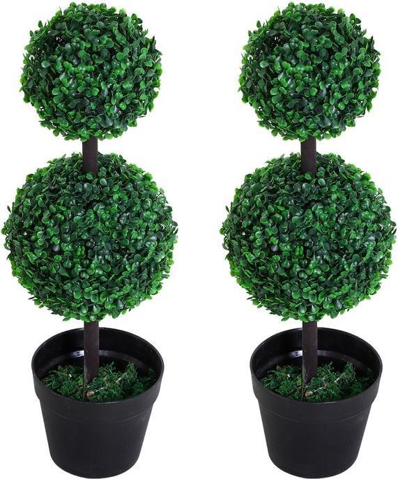 Image du produit Swisshandel24 künstliche Pflanzen 2er Set gross 67 cm Kunstpflanze mit 2 Kugel für Wohnzimmer (67 cm)