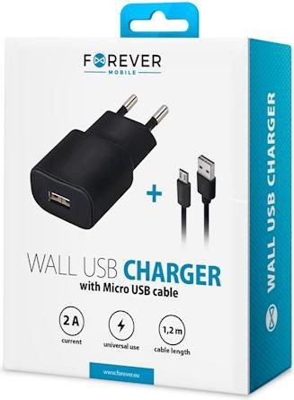 Immagine prodotto Forever Caricatore TC-01 1x USB 2A nero + cavo microUSB