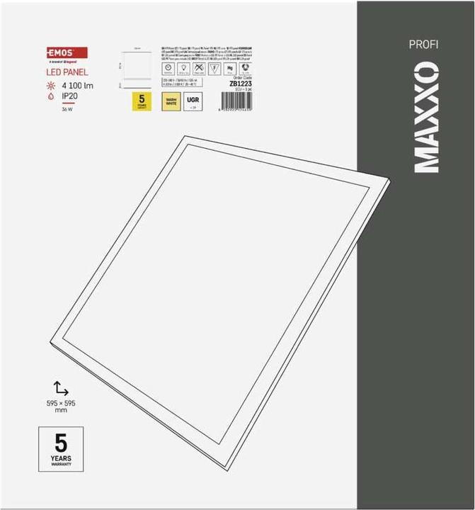 Produktbild Emos LED Einbauleuchte MAXXO 60x60, quadr., weiss, 36W warmweiss UGR (4100 lm)
