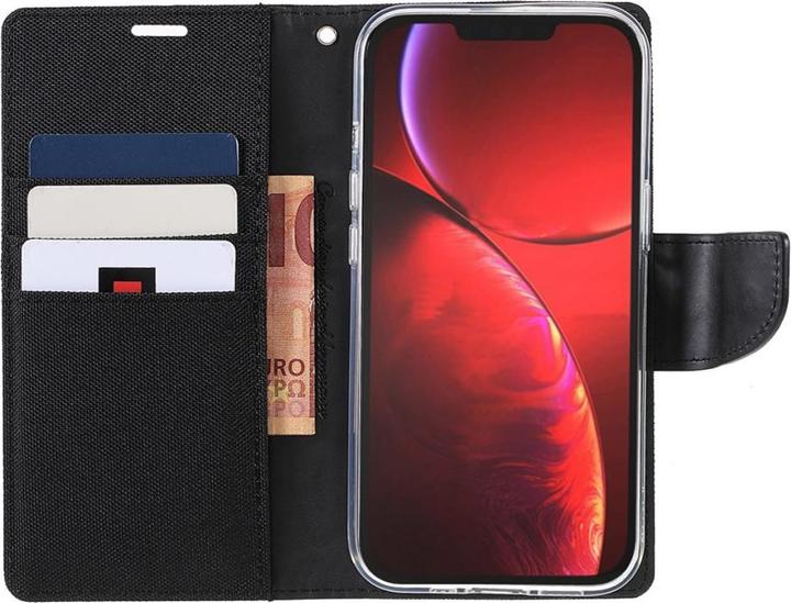 Produktbild iPhone 13 Pro Max - Canvas Stoff Leder Etui schwarz (Apple iPhone 13 Pro Max)