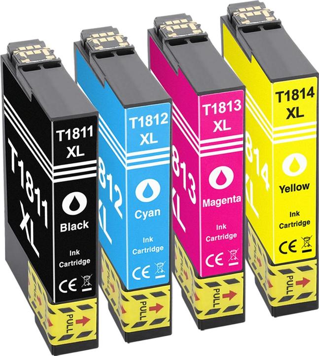 Produktbild Plutoos Epson T1811 XL T1812 XL T1813 XL T1814 XL Patronen XXL kompatibel, 4er Farbset