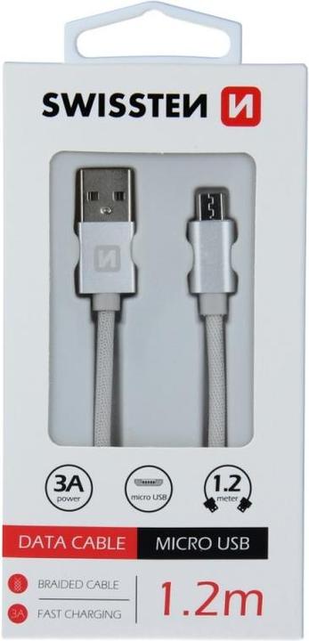 Produktbild Swissten Datenkabel Textil USB / Micro-USB 1.2 M (1.20 m, USB 3.2 Gen 1)