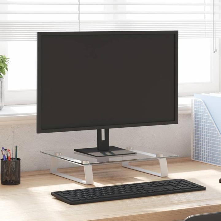 Image du produit VidaXL Support d'écran Blanc 40x35x8 cm verre trempé et