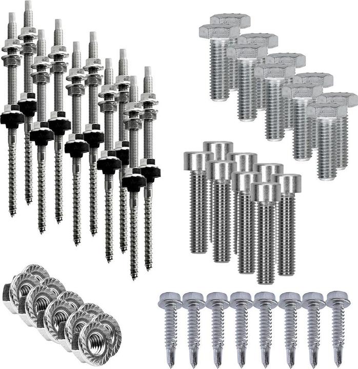 Image du produit Offgridtec Kit de montage avec boulons de suspension pour le montage de 3 panneaux solaires sur un toit en