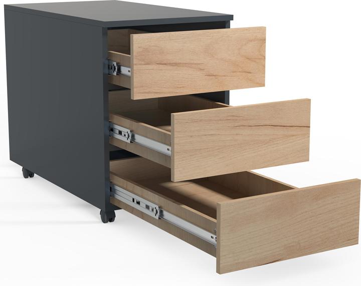 Image du produit VCM Caisson roulant Caisson d'appoint Caisson de bureau à roulettes Dasola 3 tiroirs (39 x 70 x 55 cm)