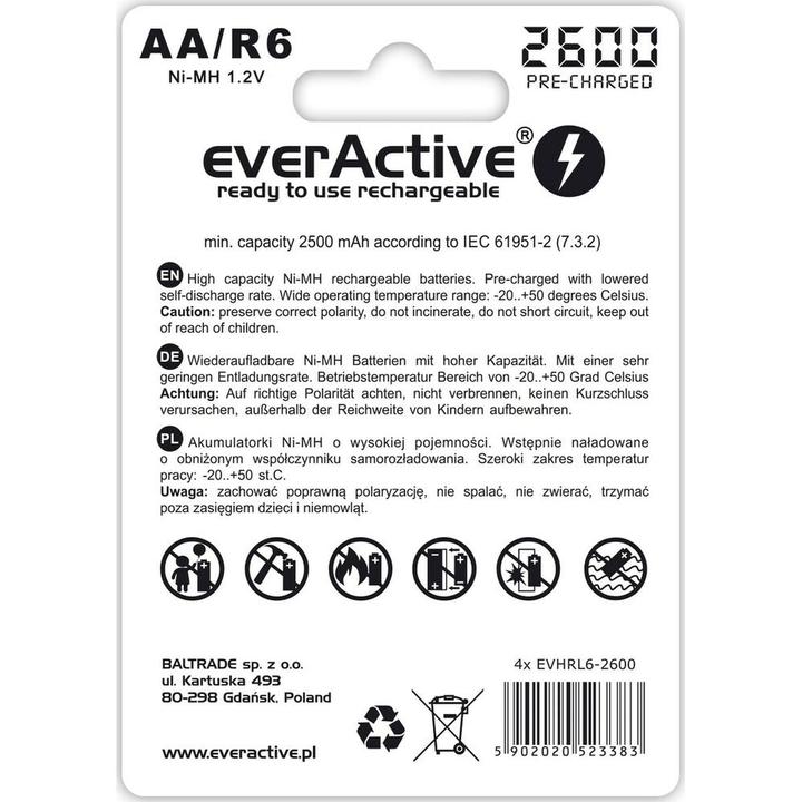 Energie-Label Everactive Professional Line (4 Stk., AA, 2600 mAh)