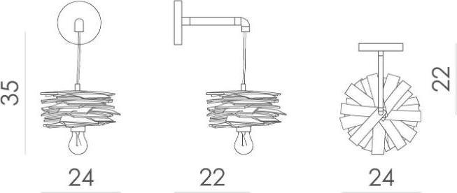 Immagine prodotto Gie El LGH0244 - Lampada da parete SHINGLE rame/legno (E27)