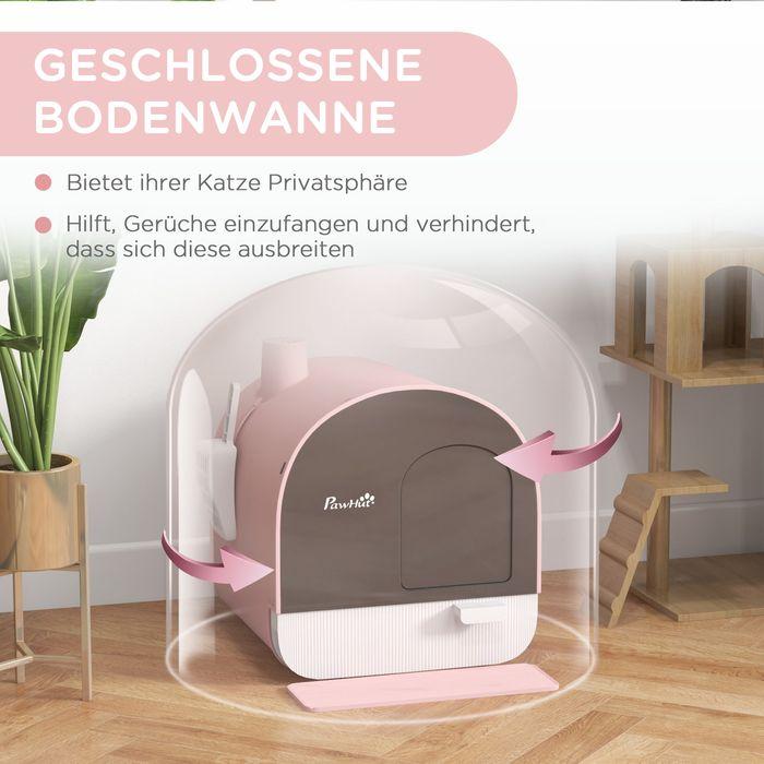 Produktbild Swisshandel24 Katzentoilette mit Haube, für Katzen bis 5 kg, Rosa (Katzenklo geschlossen)