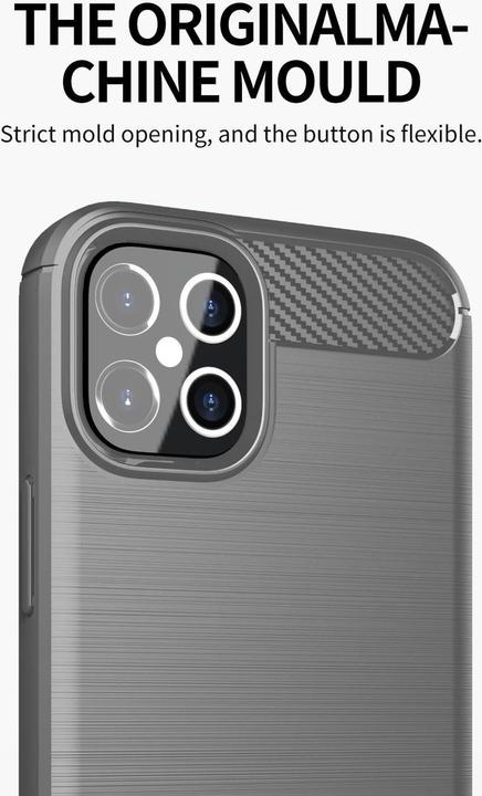 Actual product image Cadorabo TPU Ultra Slim carbon stainless steel Combi Cover (Apple iPhone 12, Realme 12 Pro+)