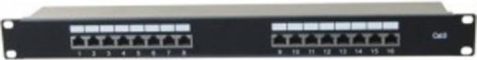 Tecline Panneau de brassage, Cat 6, 16 ports, STP, 1 U, 48.30cm (19"), noir Panneau de brassage Cat 6 avec