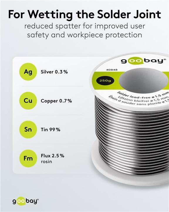 Produktbild Goobay Bleifrei löten ø 1,5 mm, 250 g 40848 (Lötspulenkit)