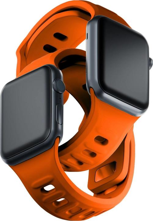 Actual product image 3MK Silicone Watch Strap pomarańczowy/ orange dla Apple Watch 42/44/45/49mm (Silicone, Stainless steel)