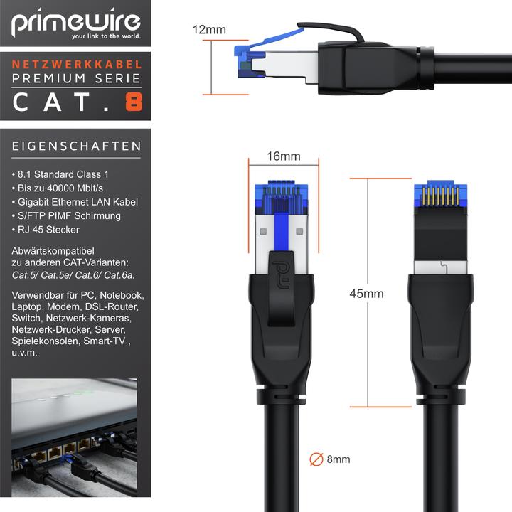 Produktbild Primewire Netzwerkkabel (S/FTP, CAT8.1, 10 m)