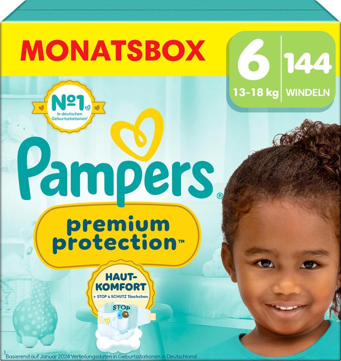 Pampers Premium Protection (Gr. 6, Monatsbox, 144 Stück)