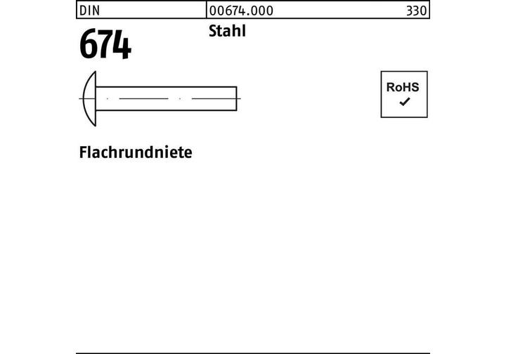 Actual product image Flat round rivets DIN 674 3 x 8 steel
