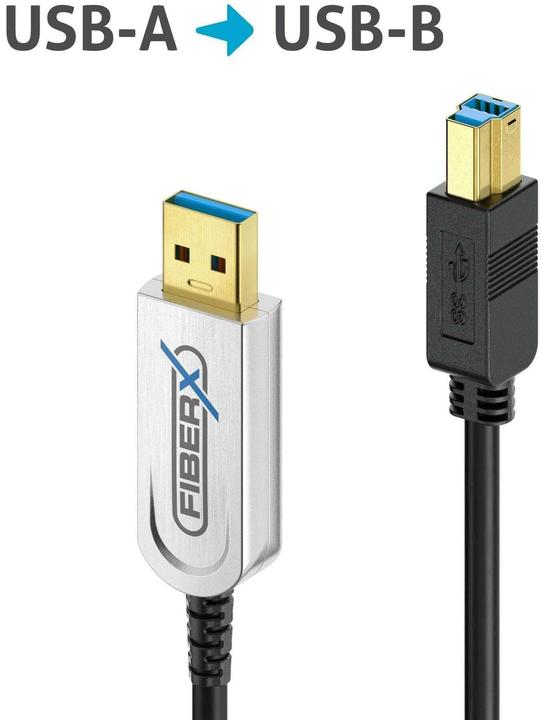 Image du produit Purelink Série FiberX - Câble USB 3.1 à fibre optique - USB-A USB-B - 50m (50 m, USB 3.1)