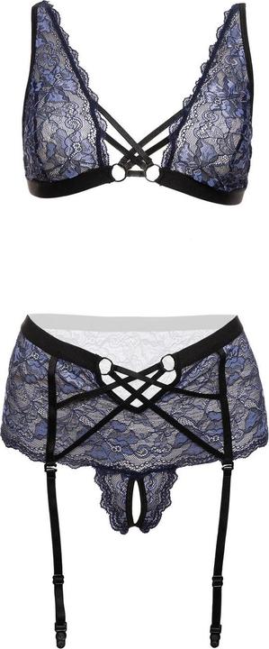 Actual product image Christine Le Duc Bra-set with open crotch Queenie - Black/Purple (S)