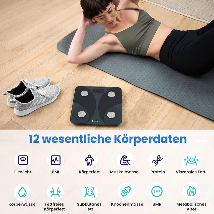 Immagine prodotto Etekcity Digitale Körperfettwaage mit Bluetooth und App-Unterstützung (180 kg)