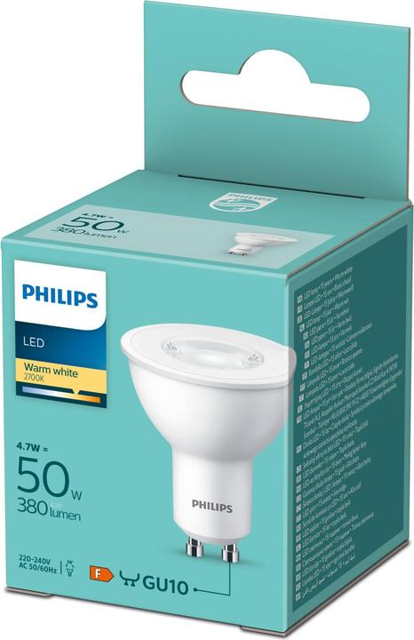 Image du produit Philips Lampe (GU10, 4.70 W, 380 lm, 1 x, F)