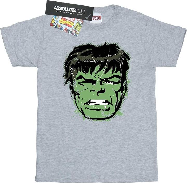 Actual product image Mens Incredible Hulk Distressed Face T-Shirt (L)