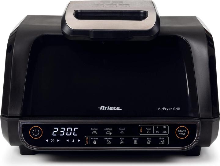 Ariete 4635 Air Fryer Grill, Friggitrice ad aria e Griglia, Bistecchiera,1700W, Capacità 8L, Friggi e Grigl