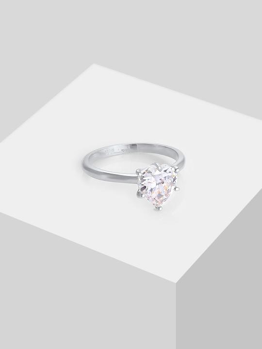 Immagine prodotto Elli Herz Solitär mit Zirkonia Kristall (58, 925 Argento)