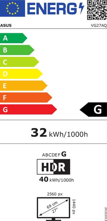 Energie-Label ASUS TUF VG27AQ (2560 x 1440 Pixel, 27")