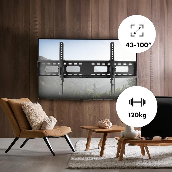Image du produit Maclean Support TV max VESA 800x400 43-100 120kg Réglage de l'inclinaison +15°-15° MC-422 (Mur, 100", 120 kg)