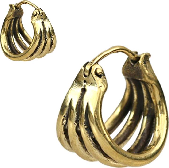 Actual product image Star Piercing Ohrring vergoldet vier Ringe (Brass)