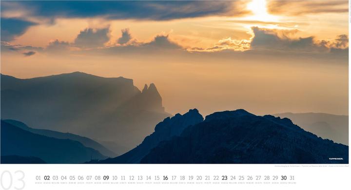 Produktbild Luftbildkalender Dolomiten 2025 (Französisch, Deutsch, Englisch, Italienisch)