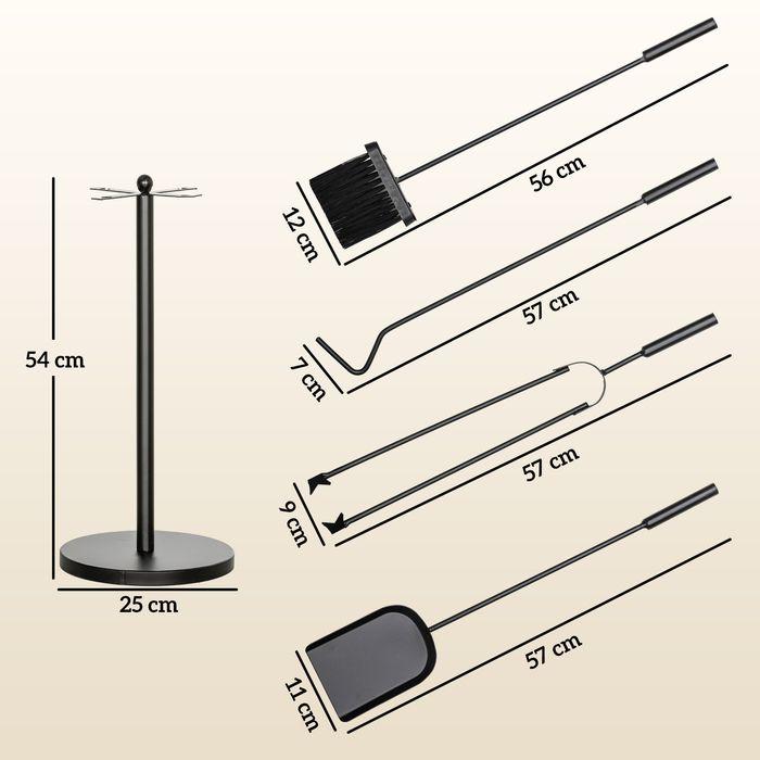 Image du produit Swisshandel24 Kaminwerkzeug-Set, Kaminbesteck, 5-teilig, inkl. Ständer, Metall, Schwarz