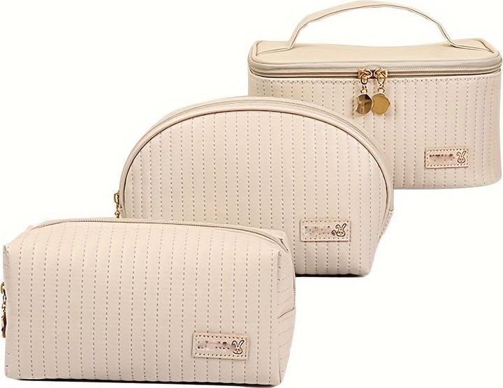 Only-Bags.Store 3pcs/set Kosmetiktasche, tragbare grosse Öffnung quadratische Kosmetiktasche / Shell Design