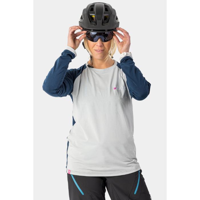 Produktbild dirtlej Mountee drirelease® Merino Longsleeve Ladies Jersey, grau/blau, XL (XL)