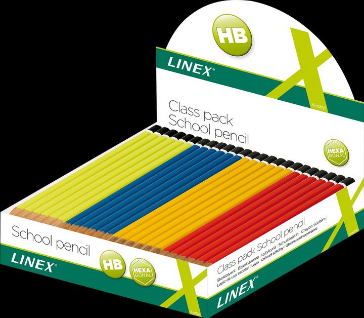 Produktbild Linex Bleistifte sechskantig HB Displaybox mit 144 Stück farbig sortiert (HB, 144 x)