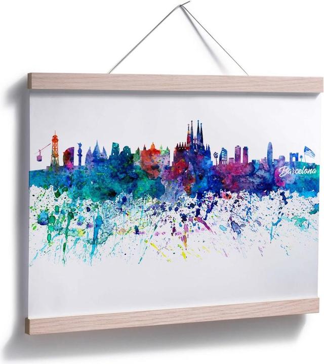 Produktbild Trenddeko Barcelona Aquarell Skyline (120 x 100 cm)