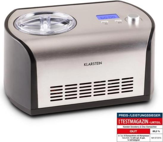Produktbild Klarstein Snowberry und Choc Eismaschine 1,2l Kühlhaltefunktion EdelstahlLook