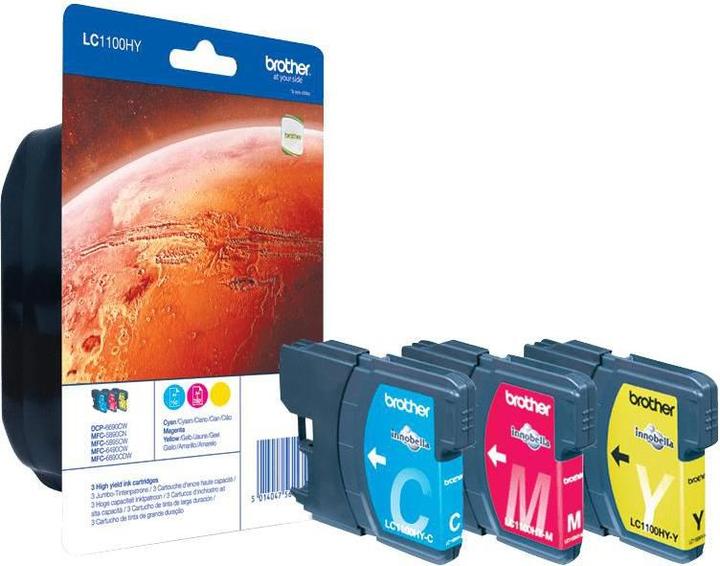 Image du produit Inkadoo Brother LC-1100HYRBWBP Cartouche d'encre MultiPack CMY 750 pages ISO/IEC 24711 UE=3 (M, Y, C)