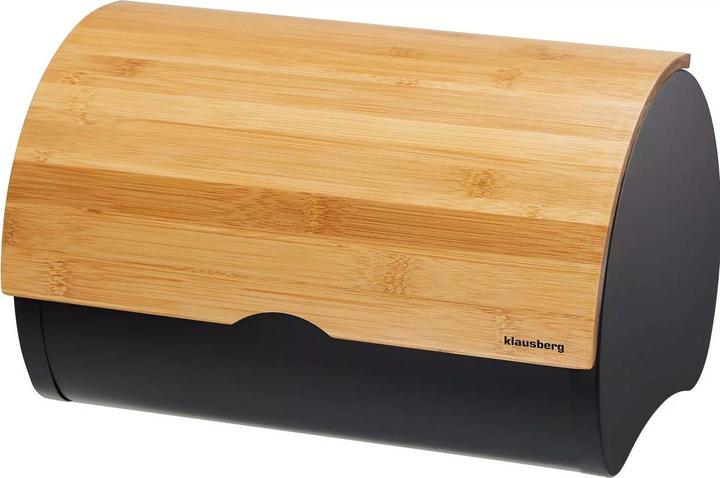 Produktbild Klausberg Brotkasten matt-schwarz mit Deckel aus Bambus
