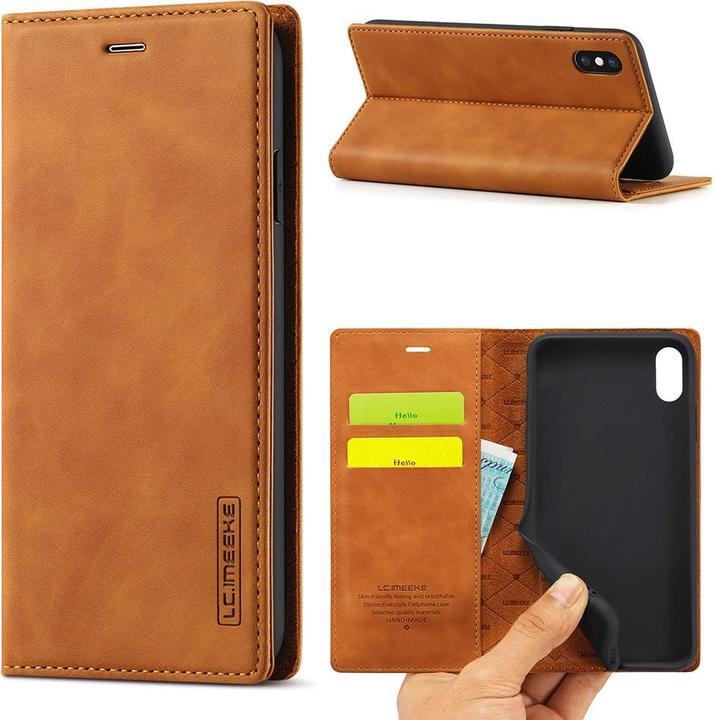 Produktbild Cover-Discount iPhone Xs / X - Stand Flip Case Hülle braun (Apple iPhone XS)