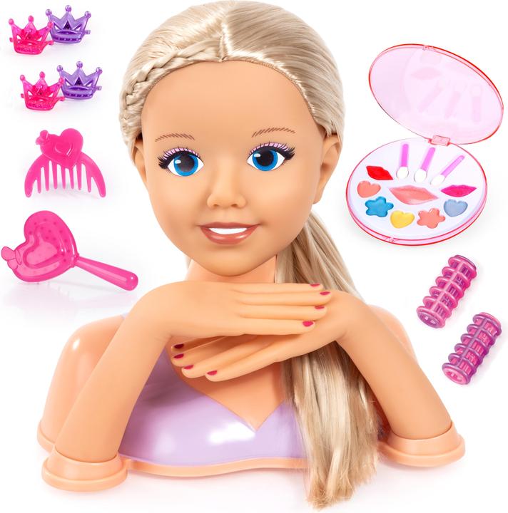 Actual product image Magni Make-up and hairdressing head My Lovely Princess blonde hair 25cm with cosmetics