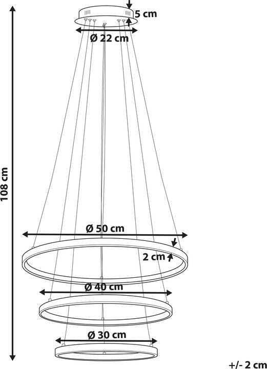 Productafbeelding Beliani Hanglamp LED roségoud 3 ringen ATREK (E27, 2962 lm)