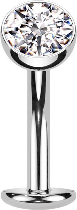 Star Piercing Threadless Labret-Stab Banane silber Kugel Kristall silber (Titan G23)