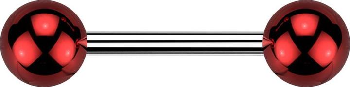 Produktbild Star Piercing Barbell silber mit zwei Kugeln glasbeschichtet rot (Acryl, Chirurgenstahl 316L, ohne Messing)