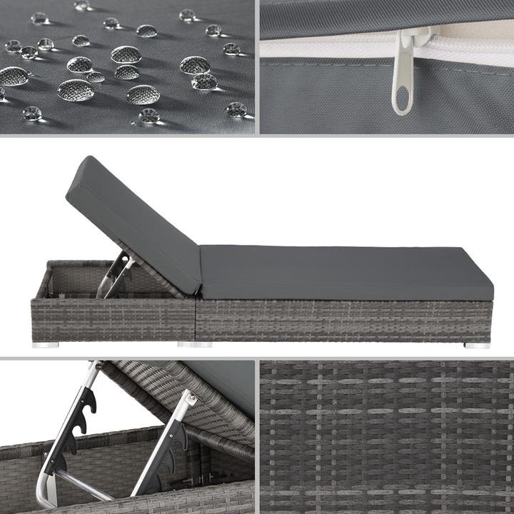 Produktbild tectake 2x Sonnenliegen (184 cm)